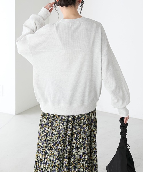 BONLECILL(ボンルシール)の「DOGカレッジプリントワッフルプルオーバー(Tシャツ/カットソー・レディース・オートミール/ホワイト×ブラック/アイボリー/チャコールグレー・FREE)」の13枚目の写真