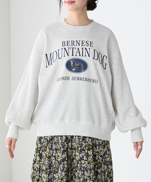 BONLECILL(ボンルシール)の「DOGカレッジプリントワッフルプルオーバー(Tシャツ/カットソー・レディース・オートミール/ホワイト×ブラック/アイボリー/チャコールグレー・FREE)」の18枚目の写真
