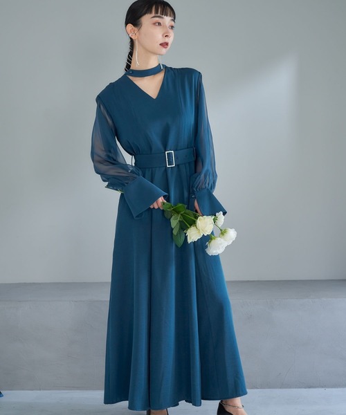 HARE（ハレ）の「【オケージョン/セレモニー/お呼ばれ】2WAYソデシアードッキングワンピース(HARE)（ドレス・レディース・ブラック/ブルー・FREE）」の7枚目の写真