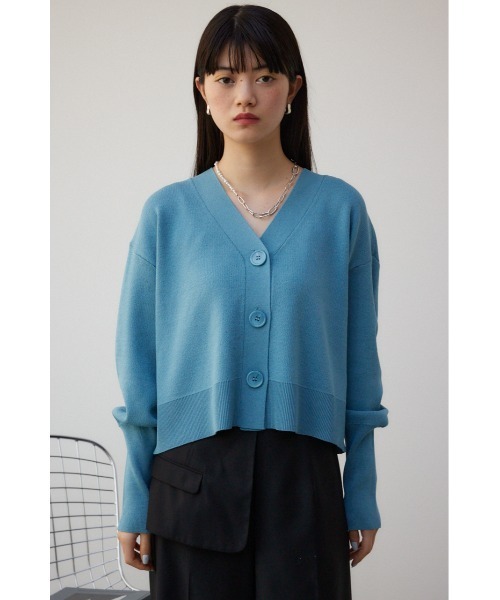 AZUL by moussy(アズールバイマウジー)の「パフスリーブショートカーディガン(カーディガン/ボレロ・レディース・アイボリー/ブラック/ライトブルー・FREE)」の15枚目の写真