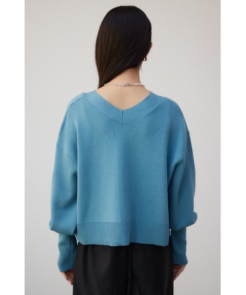 AZUL by moussy(アズールバイマウジー)の「パフスリーブショートカーディガン(カーディガン/ボレロ・レディース・アイボリー/ブラック/ライトブルー・FREE)」の20枚目の写真