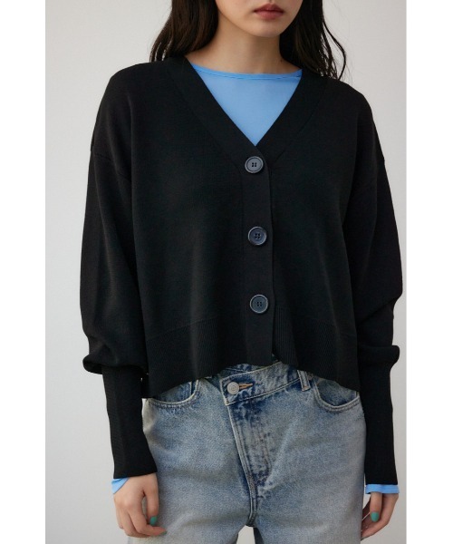AZUL by moussy(アズールバイマウジー)の「パフスリーブショートカーディガン(カーディガン/ボレロ・レディース・アイボリー/ブラック/ライトブルー・FREE)」の8枚目の写真