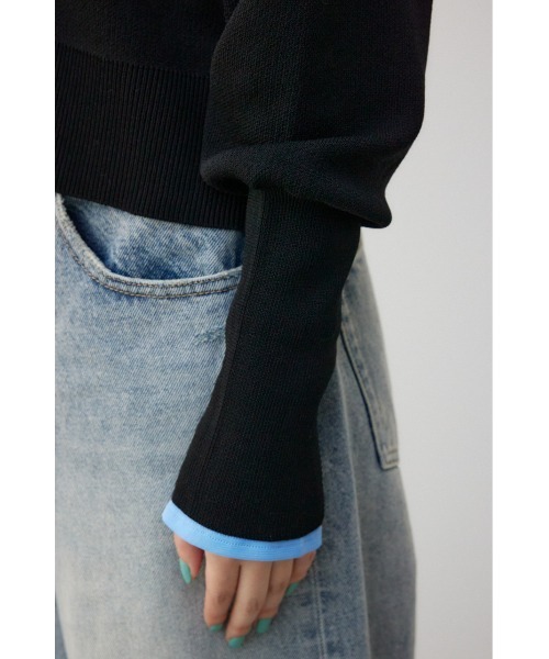 AZUL by moussy(アズールバイマウジー)の「パフスリーブショートカーディガン(カーディガン/ボレロ・レディース・アイボリー/ブラック/ライトブルー・FREE)」の16枚目の写真