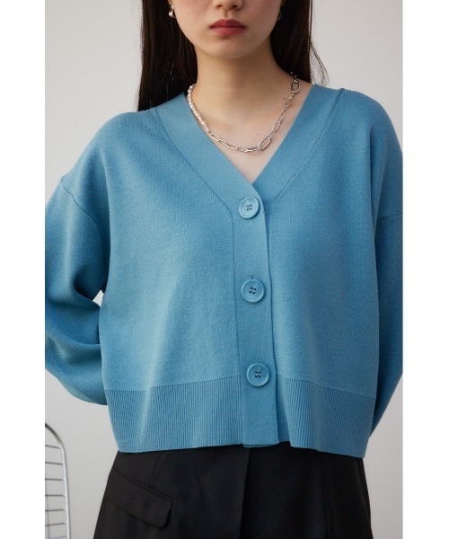 AZUL by moussy(アズールバイマウジー)の「パフスリーブショートカーディガン(カーディガン/ボレロ・レディース・アイボリー/ブラック/ライトブルー・FREE)」の18枚目の写真