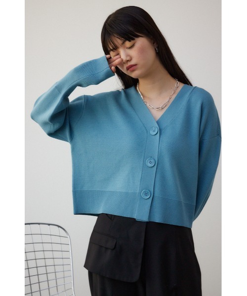 AZUL by moussy(アズールバイマウジー)の「パフスリーブショートカーディガン(カーディガン/ボレロ・レディース・アイボリー/ブラック/ライトブルー・FREE)」の13枚目の写真