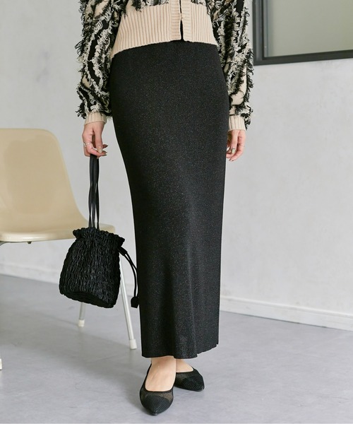 Thevon(ゼボン)の「ラメ混ニットナロースカート(スカート・レディース・グレー/ブラック/モカ/イエロー・FREE)」の17枚目の写真
