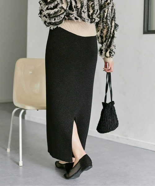Thevon(ゼボン)の「ラメ混ニットナロースカート(スカート・レディース・グレー/ブラック/モカ/イエロー・FREE)」の20枚目の写真