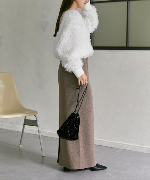 Thevon（ゼボン）の「ラメ混ニットナロースカート（スカート）」 - WEAR