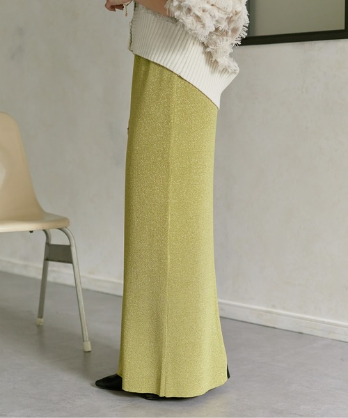 Thevon(ゼボン)の「ラメ混ニットナロースカート(スカート・レディース・グレー/ブラック/モカ/イエロー・FREE)」の8枚目の写真