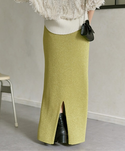 Thevon(ゼボン)の「ラメ混ニットナロースカート(スカート・レディース・グレー/ブラック/モカ/イエロー・FREE)」の12枚目の写真