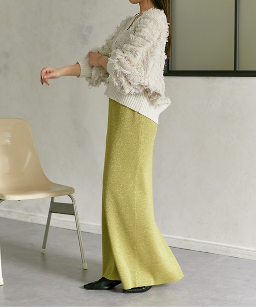 Thevon(ゼボン)の「ラメ混ニットナロースカート(スカート・レディース・グレー/ブラック/モカ/イエロー・FREE)」の14枚目の写真