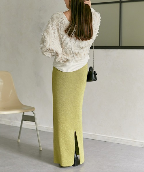 Thevon(ゼボン)の「ラメ混ニットナロースカート(スカート・レディース・グレー/ブラック/モカ/イエロー・FREE)」の16枚目の写真