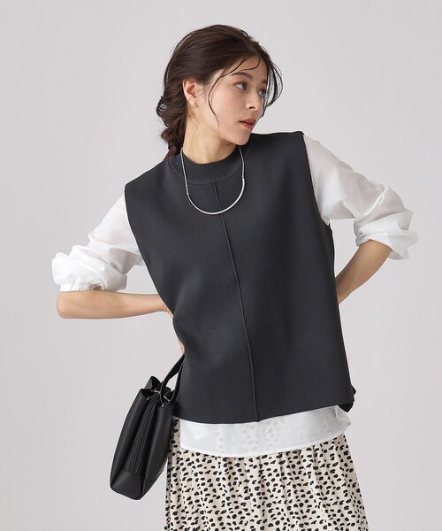 DRESKIP（ドレスキップ）の「◆【2点セット】ピンタックニットベスト＋ブラウス（その他トップス・レディース・ブラック/イエロー系その他/チャコールグレー/ベージュ・02/03/04）」の5枚目の写真