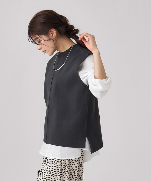 DRESKIP（ドレスキップ）の「◆【2点セット】ピンタックニットベスト＋ブラウス（その他トップス・レディース・ブラック/イエロー系その他/チャコールグレー/ベージュ・02/03/04）」の6枚目の写真