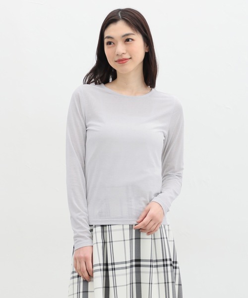 Honeys(ハニーズ)の「シアーラメ入りトップス(Tシャツ/カットソー・レディース・チャコールグレー/アイボリー/ブラック/ブルー系その他・S/M/L/LL)」の7枚目の写真