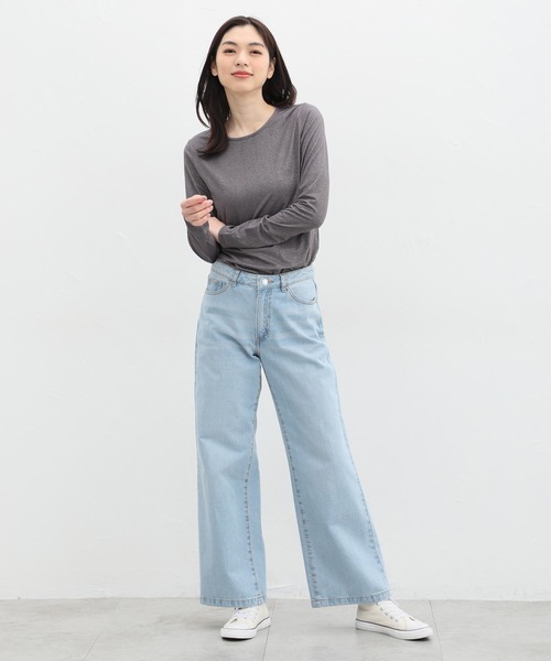 Honeys(ハニーズ)の「シアーラメ入りトップス(Tシャツ/カットソー・レディース・チャコールグレー/アイボリー/ブラック/ブルー系その他・S/M/L/LL)」の14枚目の写真