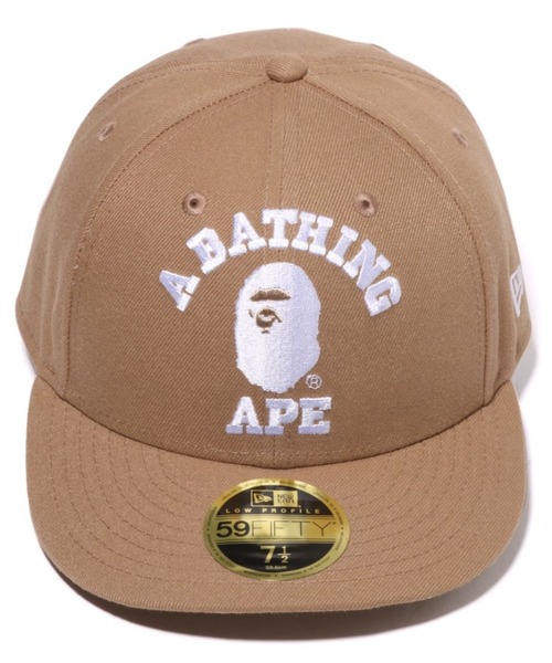 A BATHING APE（アベイシングエイプ）の「COLLEGE NEW ERA 59FIFTYOW PROFILE CAP（キャップ・メンズ・ブラック/ベージュ・MEDIUM/LARGE/XX-LARGE/SMALL/X-LARGE）」の4枚目の写真