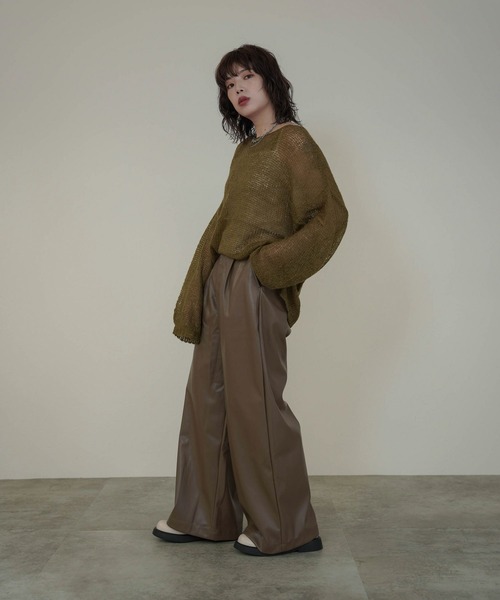 mimi toujours（ミミトゥジュール）の「モヘアタッチ シアー ニット プルオーバー mimi toujours×itsPeachi（ニット/セーター・レディース・カーキ/レッド/ブラック・フリー）」の16枚目の写真