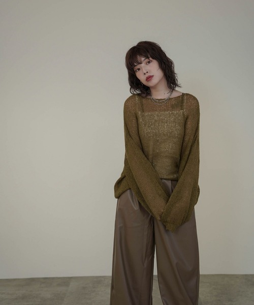 mimi toujours（ミミトゥジュール）の「モヘアタッチ シアー ニット プルオーバー mimi toujours×itsPeachi（ニット/セーター・レディース・カーキ/レッド/ブラック・フリー）」の19枚目の写真