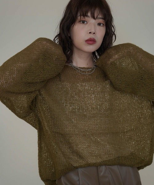 mimi toujours（ミミトゥジュール）の「モヘアタッチ シアー ニット プルオーバー mimi toujours×itsPeachi（ニット/セーター・レディース・カーキ/レッド/ブラック・フリー）」の20枚目の写真