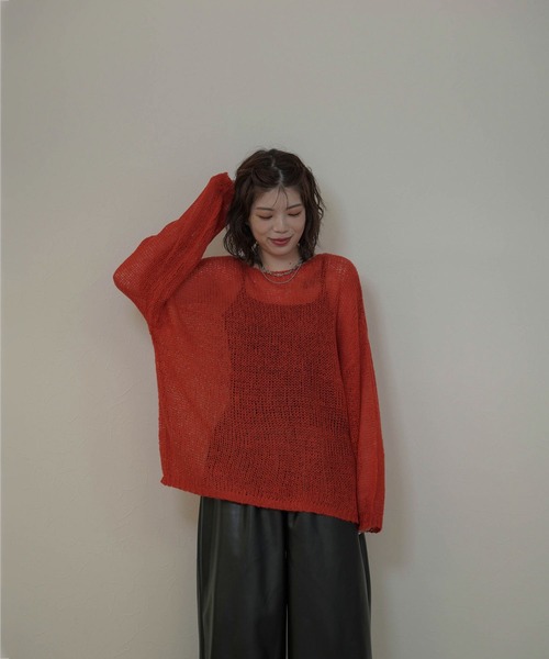 mimi toujours（ミミトゥジュール）の「モヘアタッチ シアー ニット プルオーバー mimi toujours×itsPeachi（ニット/セーター・レディース・カーキ/レッド/ブラック・フリー）」の22枚目の写真