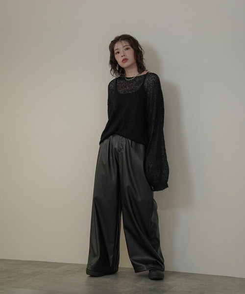 mimi toujours（ミミトゥジュール）の「モヘアタッチ シアー ニット プルオーバー mimi toujours×itsPeachi（ニット/セーター・レディース・カーキ/レッド/ブラック・フリー）」の7枚目の写真