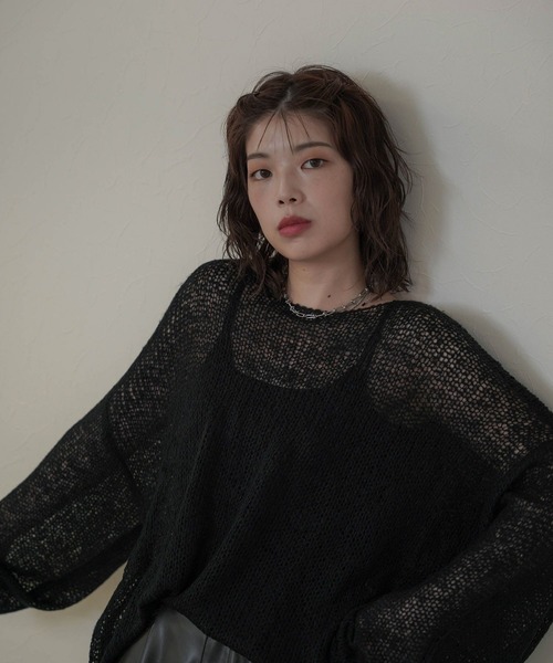 mimi toujours（ミミトゥジュール）の「モヘアタッチ シアー ニット プルオーバー mimi toujours×itsPeachi（ニット/セーター・レディース・カーキ/レッド/ブラック・フリー）」の11枚目の写真