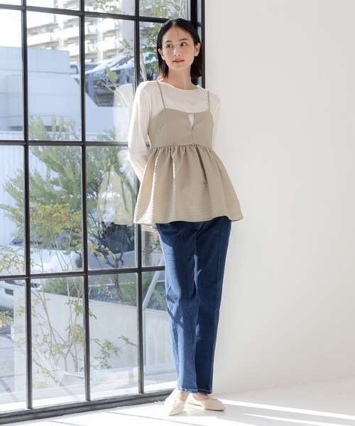 LAKOLE（ラコレ）の「ブラカットフクレジャガードキャミ / 108562（キャミソール・レディース・ブラウン系その他/アイボリー/ブラック・MEDIUM/SMALL）」の4枚目の写真