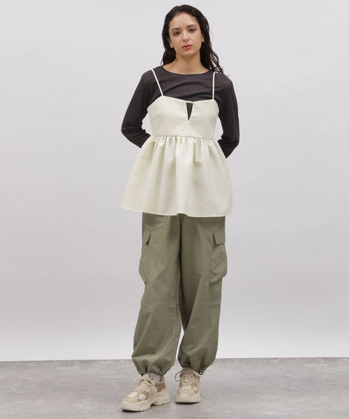 LAKOLE（ラコレ）の「ブラカットフクレジャガードキャミ / 108562（キャミソール・レディース・ブラウン系その他/アイボリー/ブラック・MEDIUM/SMALL）」の15枚目の写真