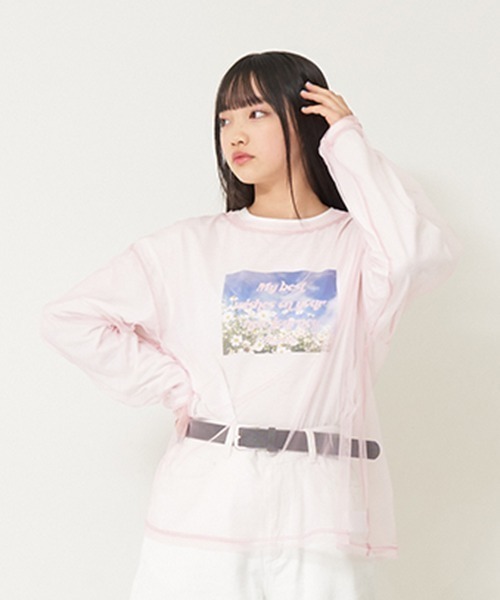 LOVETOXIC（ラブトキシック）の「チュールレイヤードルーズ長袖T