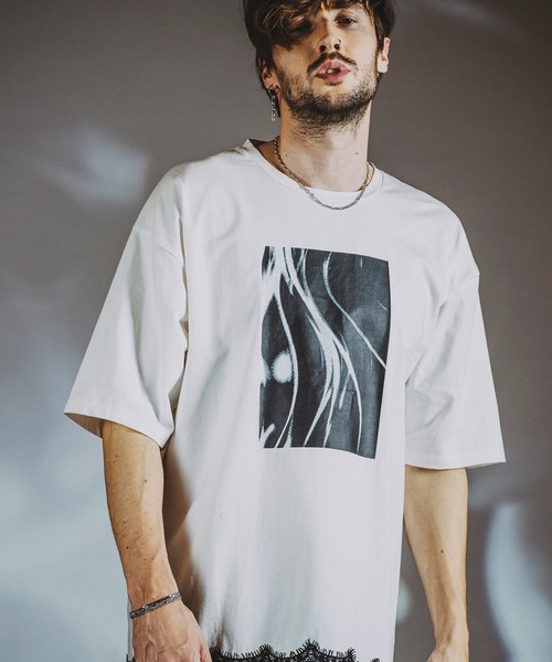 NO ID.（ノーアイディ）の「【NO ID.】Mixture Big T-Shirt / Mixture ビッグ Tシャツ（Tシャツ/カットソー・メンズ・ホワイト/ブラック・ONE SIZE）」の2枚目の写真