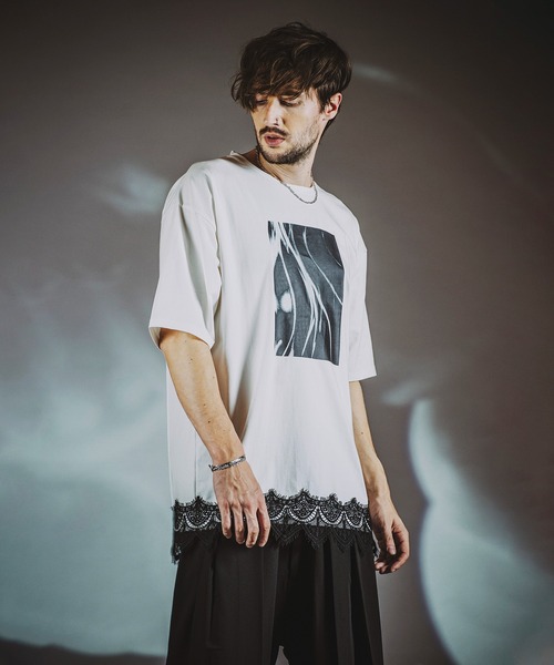 NO ID.（ノーアイディ）の「【NO ID.】Mixture Big T-Shirt / Mixture ビッグ Tシャツ（Tシャツ/カットソー・メンズ・ホワイト/ブラック・ONE SIZE）」の5枚目の写真