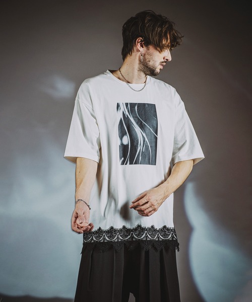 NO ID.（ノーアイディ）の「【NO ID.】Mixture Big T-Shirt / Mixture ビッグ Tシャツ（Tシャツ/カットソー・メンズ・ホワイト/ブラック・ONE SIZE）」の6枚目の写真