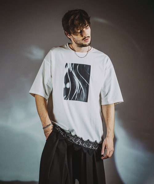 NO ID.（ノーアイディ）の「【NO ID.】Mixture Big T-Shirt / Mixture ビッグ Tシャツ（Tシャツ/カットソー・メンズ・ホワイト/ブラック・ONE SIZE）」の7枚目の写真