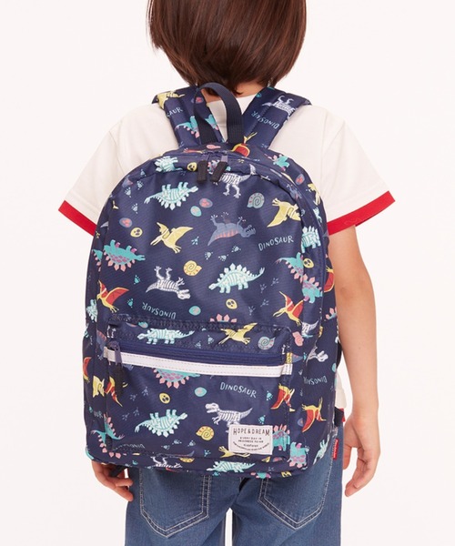 Kids Foret（キッズフォーレ）の「恐竜・ユニコーン総柄撥水加工リュック（バックパック/リュック・キッズ・ネイビー/ピンク/ブラック/サックスブルー・M/L/LL）」の3枚目の写真