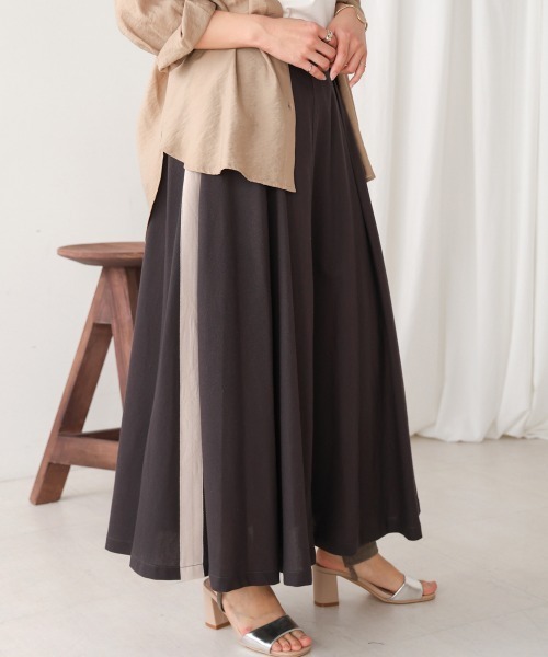 Bou Jeloud（ブージュルード）の「綿麻バイカラーテープスカート（スカート・レディース・ベージュ/チャコールグレー・38）」の8枚目の写真