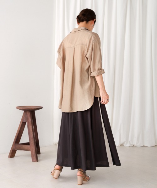 Bou Jeloud（ブージュルード）の「綿麻バイカラーテープスカート（スカート・レディース・ベージュ/チャコールグレー・38）」の9枚目の写真