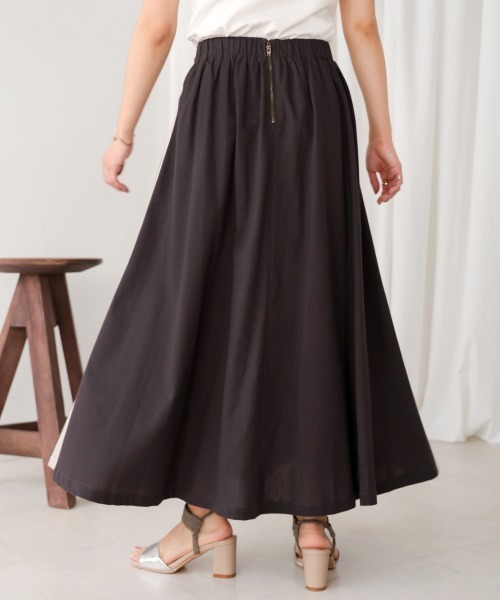 Bou Jeloud（ブージュルード）の「綿麻バイカラーテープスカート（スカート・レディース・ベージュ/チャコールグレー・38）」の10枚目の写真