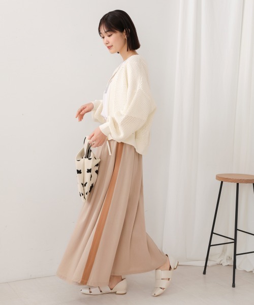 Bou Jeloud（ブージュルード）の「綿麻バイカラーテープスカート（スカート・レディース・ベージュ/チャコールグレー・38）」の12枚目の写真