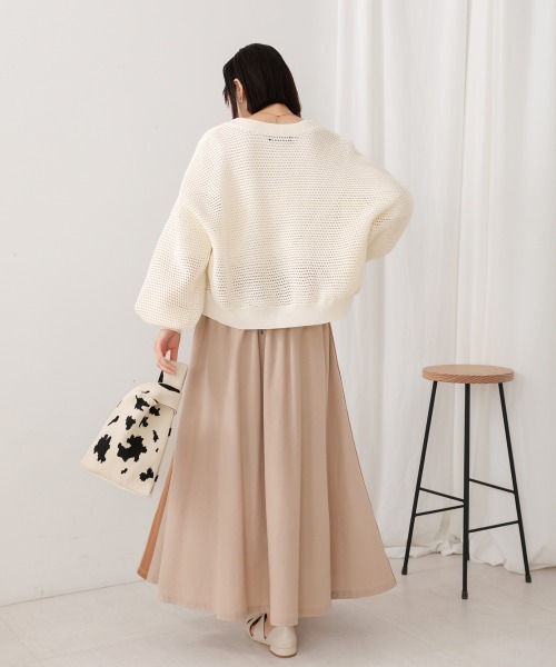 Bou Jeloud（ブージュルード）の「綿麻バイカラーテープスカート（スカート・レディース・ベージュ/チャコールグレー・38）」の14枚目の写真