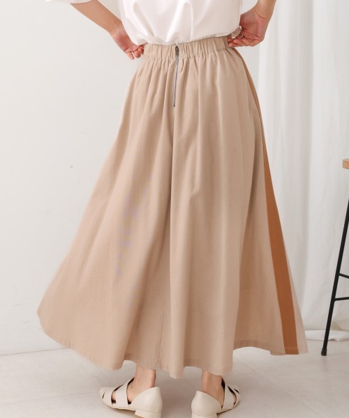 Bou Jeloud（ブージュルード）の「綿麻バイカラーテープスカート（スカート・レディース・ベージュ/チャコールグレー・38）」の15枚目の写真