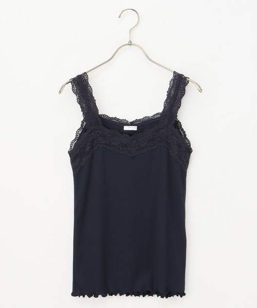 Honeys（ハニーズ）の「テレコレースキャミソール（キャミソール・レディース・ネイビー/ピンク/ブラック/サックスブルー/アイボリー/オフホワイト/モカ/グリーン・S/M/L/LL）」の6枚目の写真