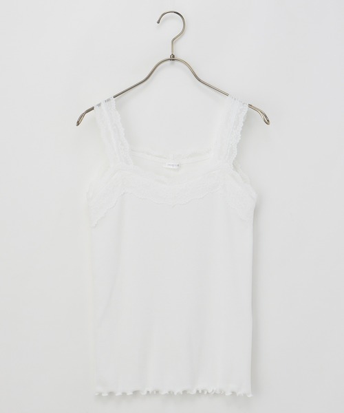 Honeys（ハニーズ）の「テレコレースキャミソール（キャミソール・レディース・ネイビー/ピンク/ブラック/サックスブルー/アイボリー/オフホワイト/モカ/グリーン・S/M/L/LL）」の2枚目の写真