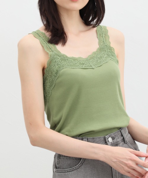 Honeys（ハニーズ）の「テレコレースキャミソール（キャミソール・レディース・ネイビー/ピンク/ブラック/サックスブルー/アイボリー/オフホワイト/モカ/グリーン・S/M/L/LL）」の5枚目の写真