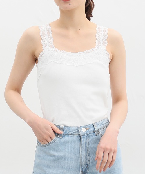 Honeys（ハニーズ）の「テレコレースキャミソール（キャミソール・レディース・ネイビー/ピンク/ブラック/サックスブルー/アイボリー/オフホワイト/モカ/グリーン・S/M/L/LL）」の10枚目の写真