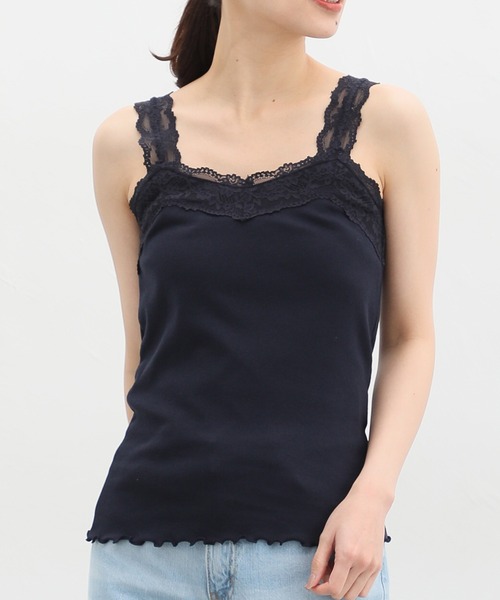 Honeys（ハニーズ）の「テレコレースキャミソール（キャミソール・レディース・ネイビー/ピンク/ブラック/サックスブルー/アイボリー/オフホワイト/モカ/グリーン・S/M/L/LL）」の16枚目の写真