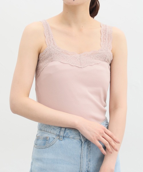 Honeys（ハニーズ）の「テレコレースキャミソール（キャミソール・レディース・ネイビー/ピンク/ブラック/サックスブルー/アイボリー/オフホワイト/モカ/グリーン・S/M/L/LL）」の19枚目の写真