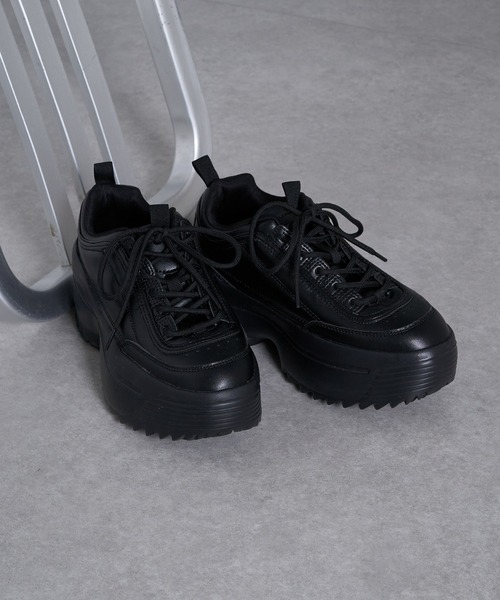 RAY CASSIN（レイカズン）の「厚底レースアップスニーカー（スニーカー・レディース・ブラック/ホワイト・SMALL/MEDIUM/LARGE）」の13枚目の写真