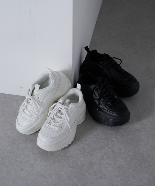RAY CASSIN（レイカズン）の「厚底レースアップスニーカー（スニーカー・レディース・ブラック/ホワイト・SMALL/MEDIUM/LARGE）」の5枚目の写真