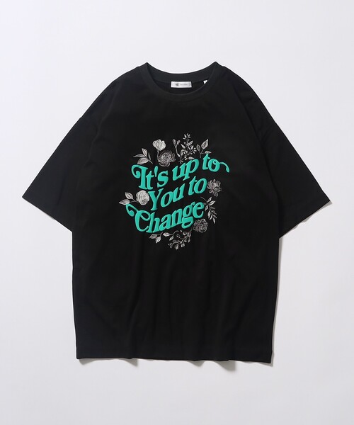 tk.TAKEO KIKUCHI(ティーケータケオキクチ)の「◆ウェーブレタードフラワーTシャツ(Tシャツ/カットソー・メンズ・ホワイト/ブラック/ブラック系4・02/03)」の3枚目の写真